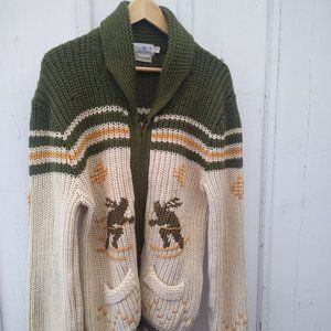 1970s Vintage Shawl Collar Ski Sweater